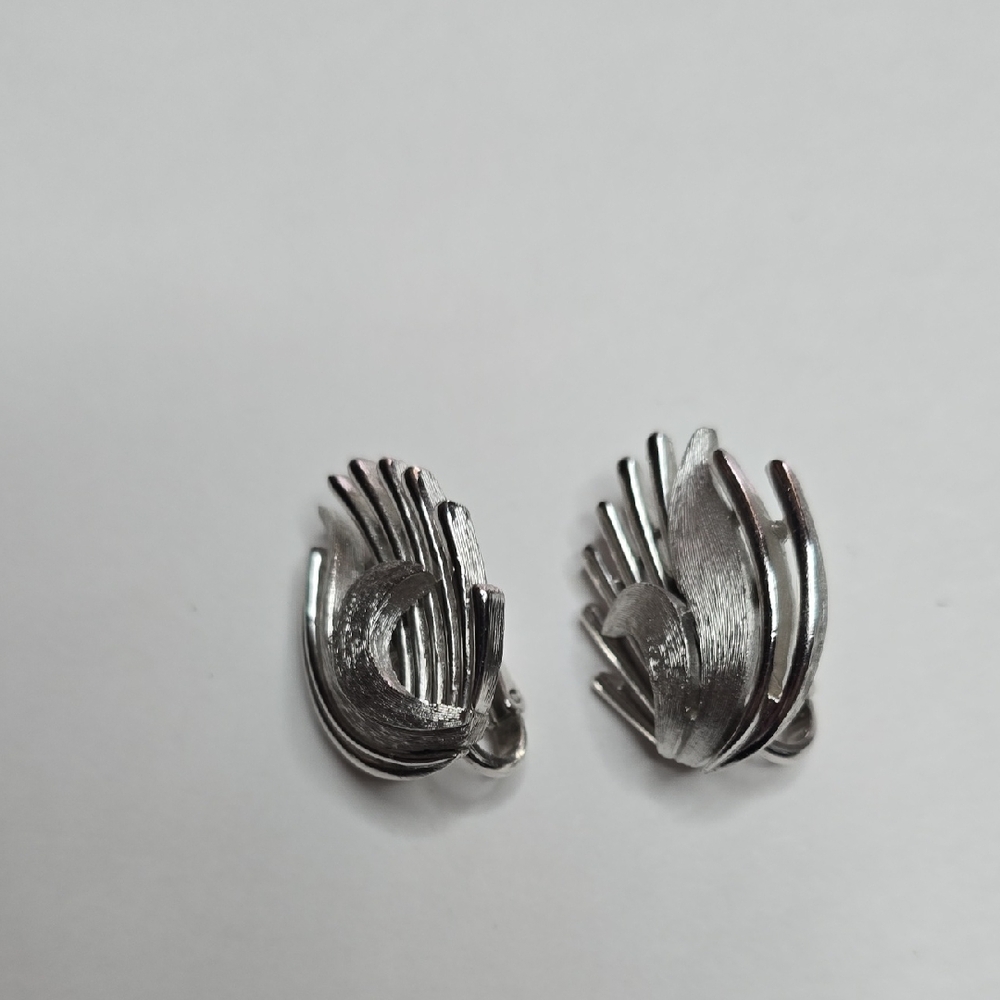 Silver Abstract Clip-On Earrings